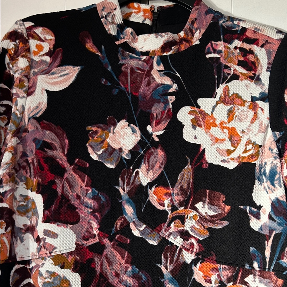 NWT - Ivanka Trump Floral Long Sleeve Dress - Black and White - Picture 3 of 7